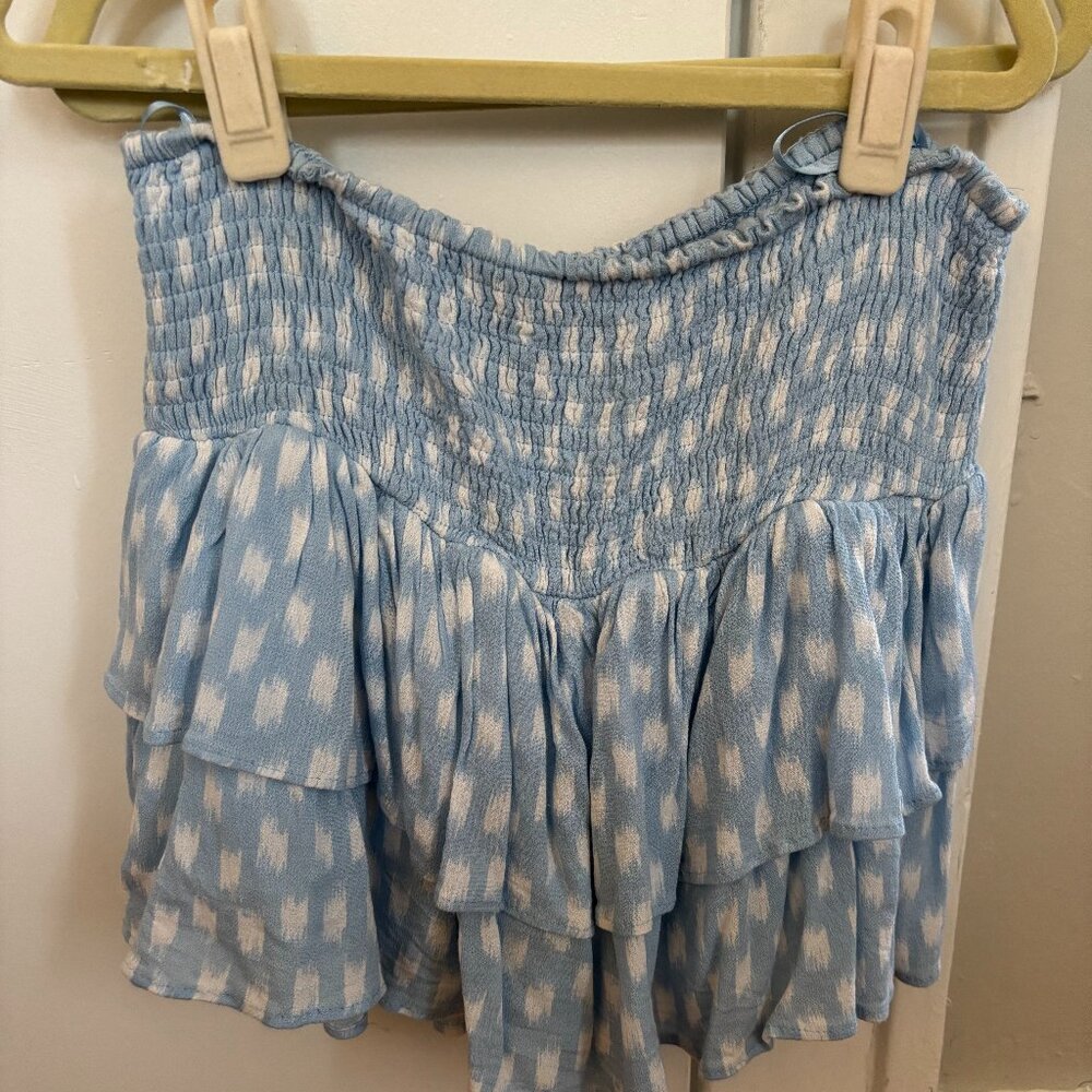 Smocked Blue and White Skirt